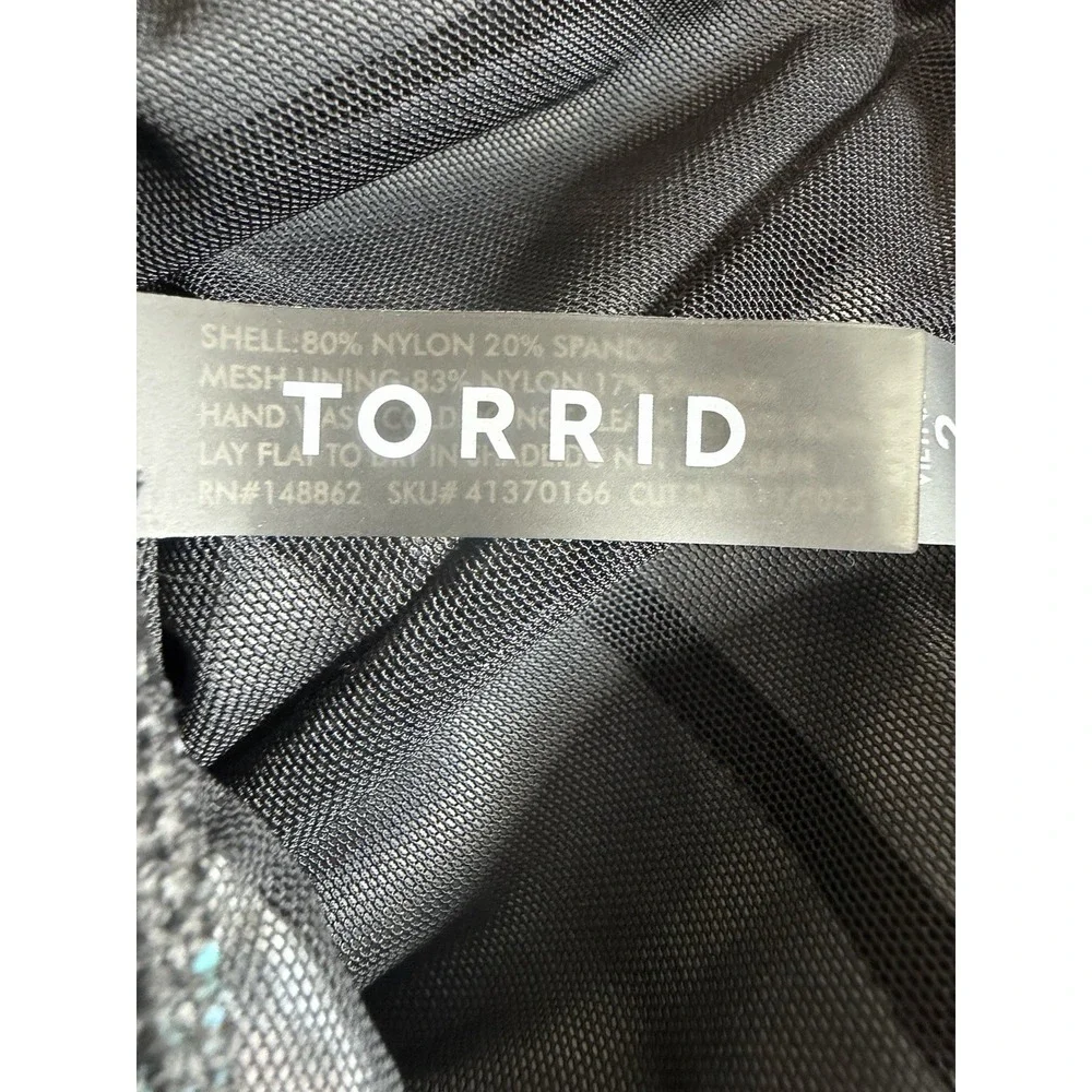 Torrid Slim Fix One Piece Swimsuit Size 2 D/DD Underwire Stripe Floral Black